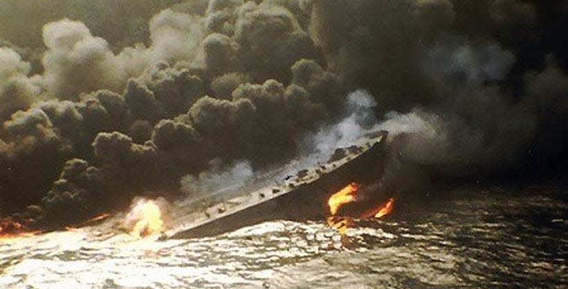 ABT Summer tanker in flames in the Atlantic Ocean