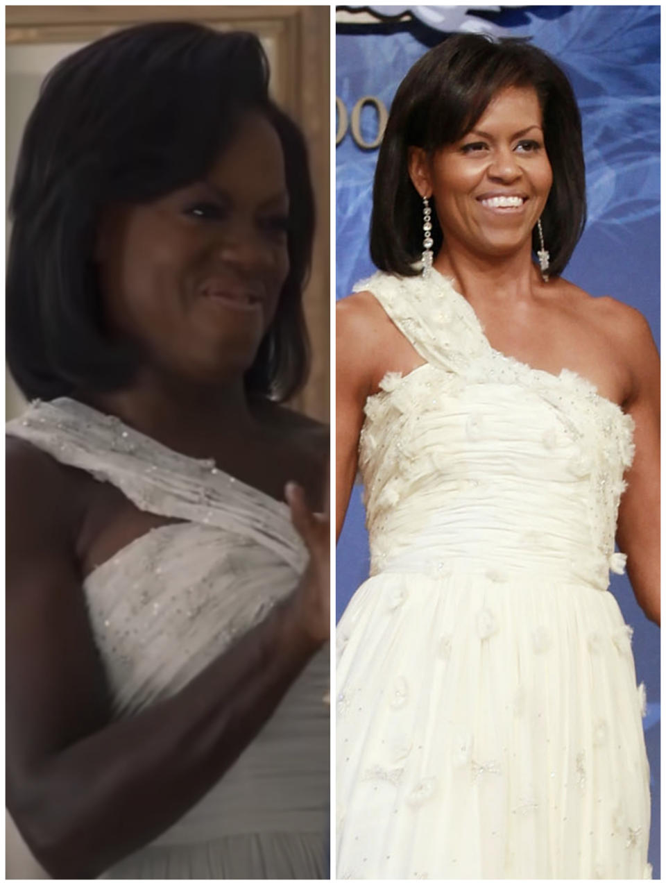 Viola Davis in "The First Lady" vs. the real Michelle Obama