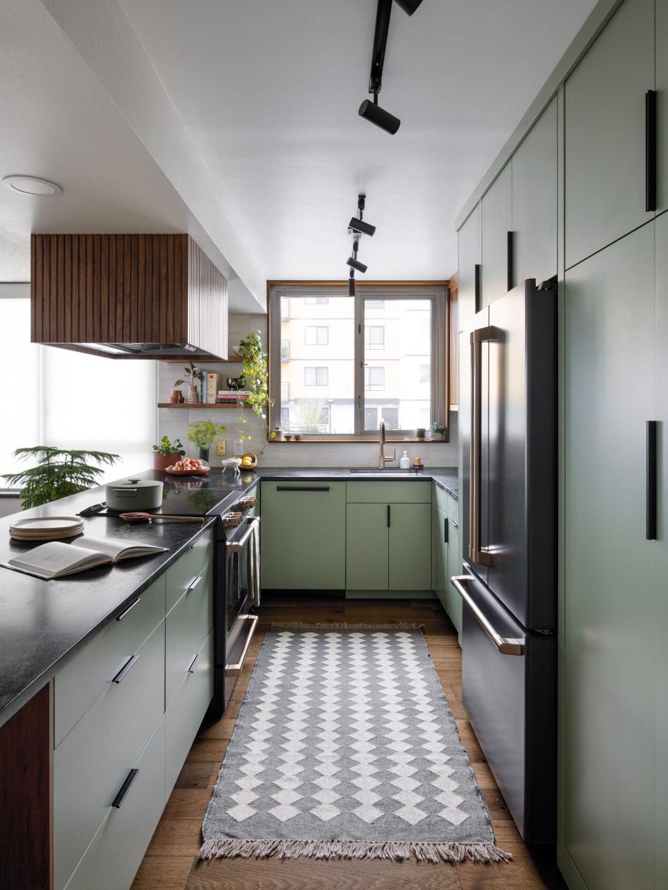 narrow green cabinet