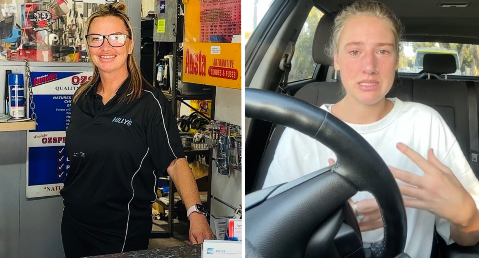 Mechanic Kristen Knock has hit out at her industry colleagues after a woman was scammed twice by repairmen. (Source: Supplied/TikTok)