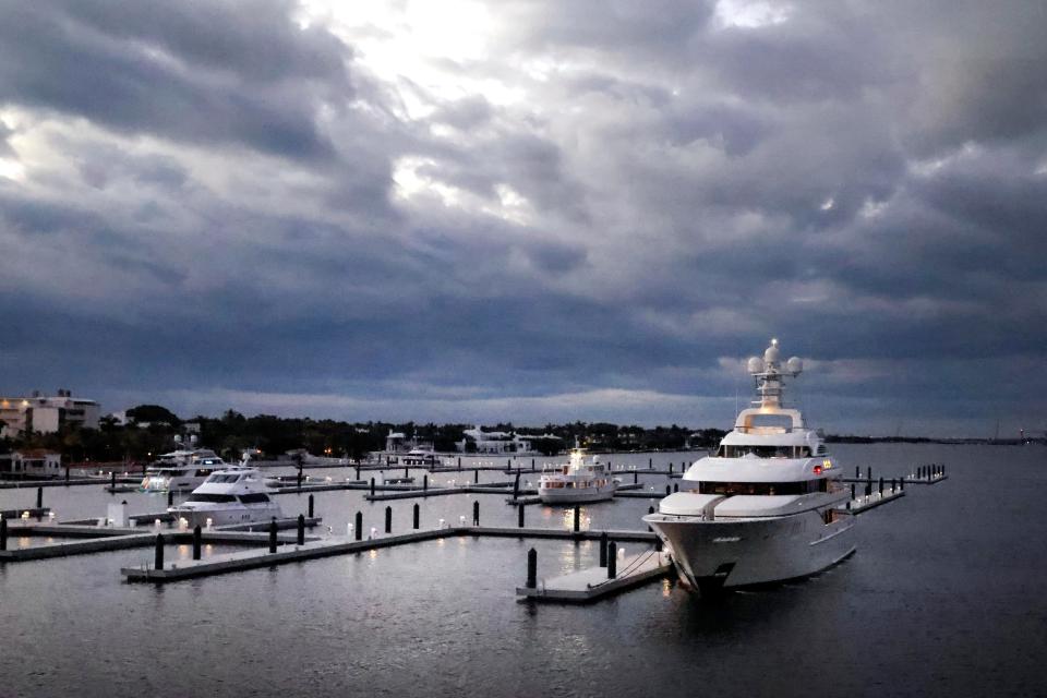 Five yachts dock at the Town Marina on Nov. 1, its first day of operation.