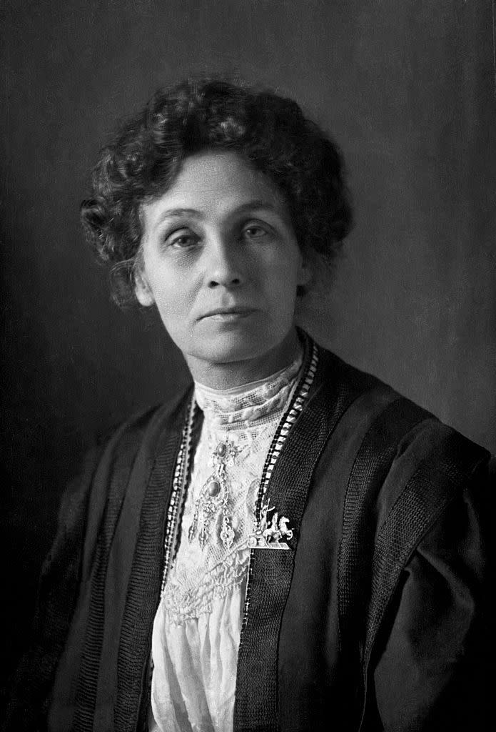 black and white image of emmeline pankhurst