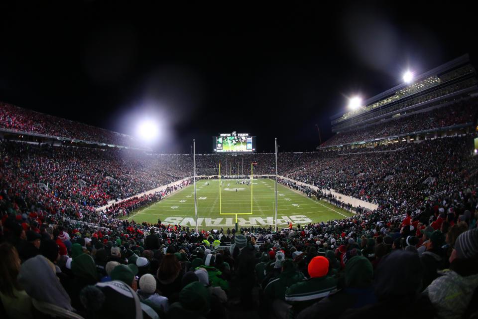 EAST LANSING, MI - NOVEMBER 8:  General view of Spartan Stadium during the game between Michigan State Spartans and Ohio State Buckeyes on November 8, 2014 in East Lansing, Michigan. (Photo by Rey Del Rio/Getty Images)