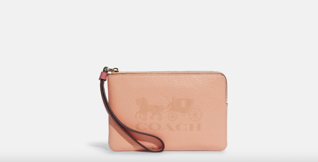 Corner Zip Wristlet In Colorblock With Horse And Carriage

