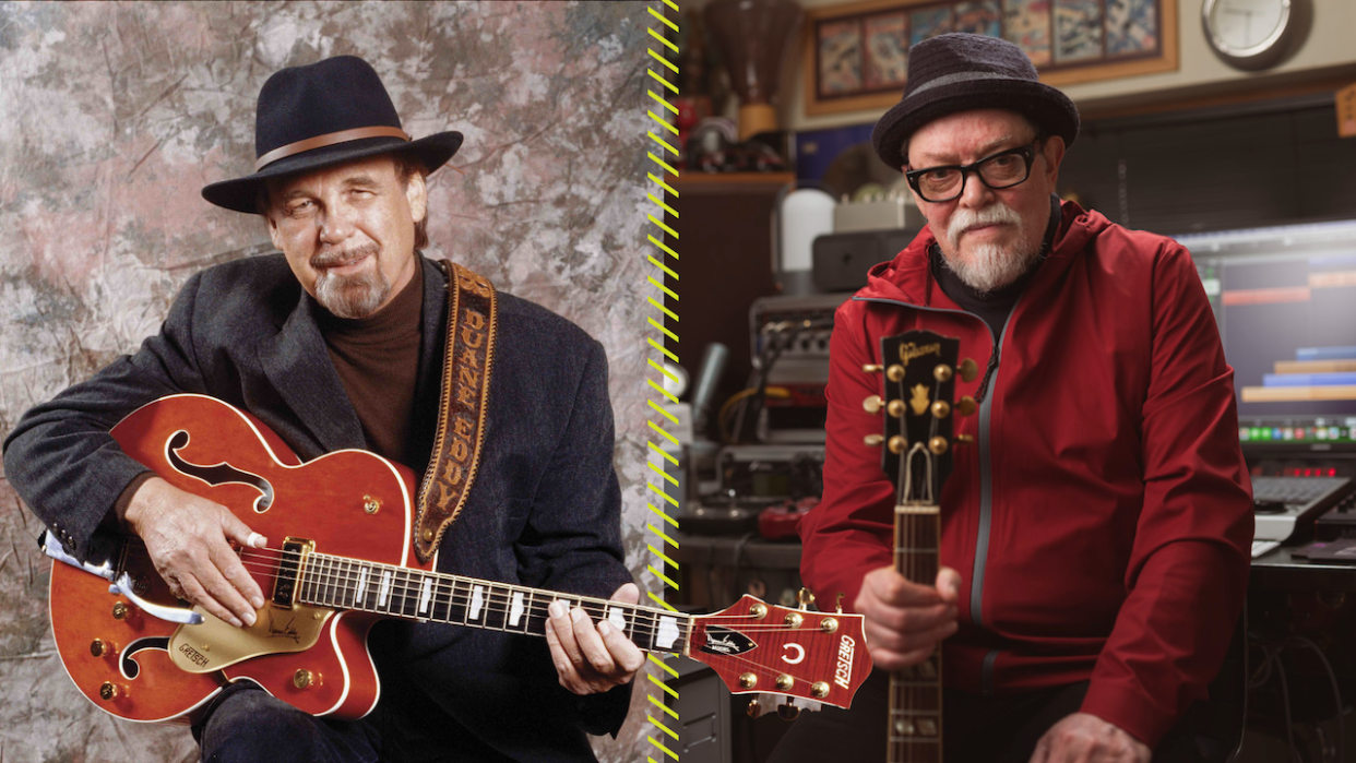  Duane Eddy (pictured in 1997) and Bill Nelson (pictured in 2024) . 