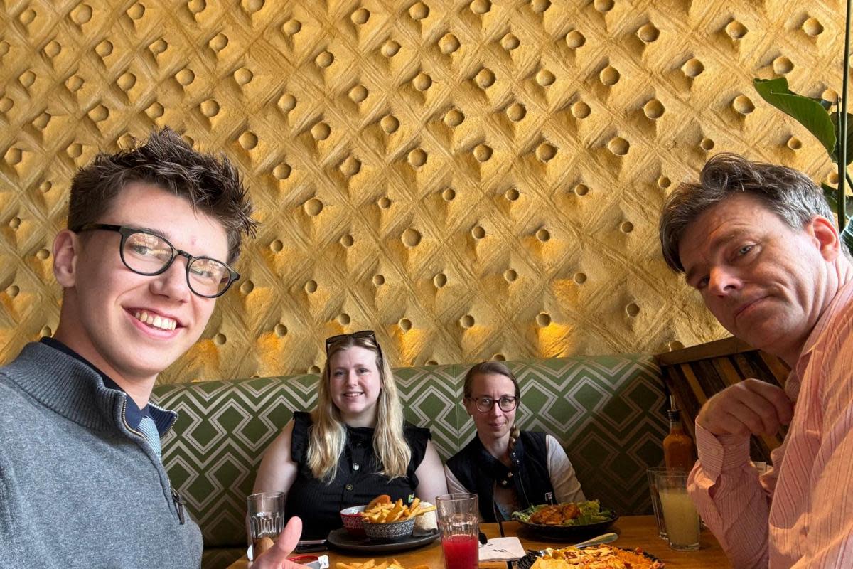 Cameron Thornton, Bridie Adams, Charlotte Moreau and Gavin McEwan at Nando's <i>(Image: Cameron Thornton)</i>