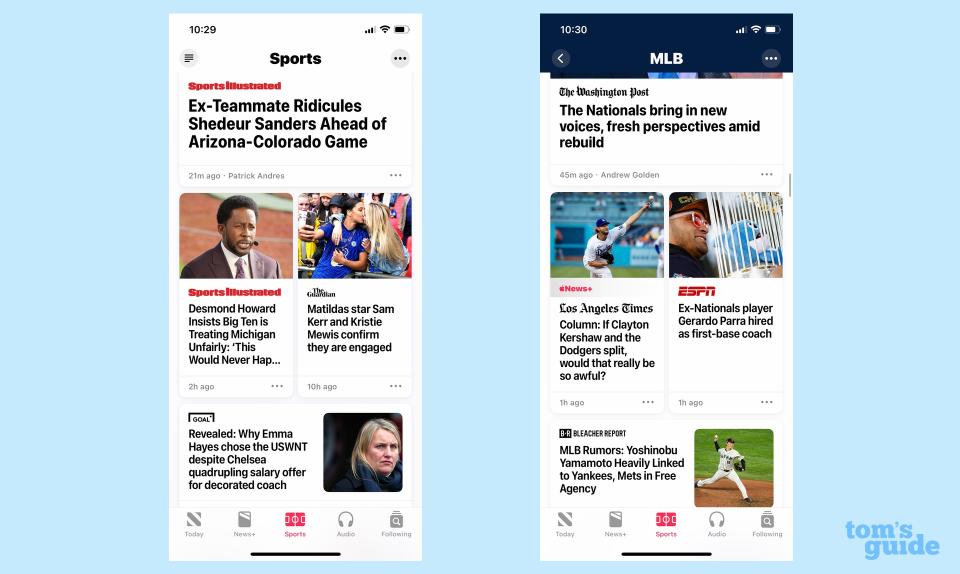 Apple News My sports including apple news plus content