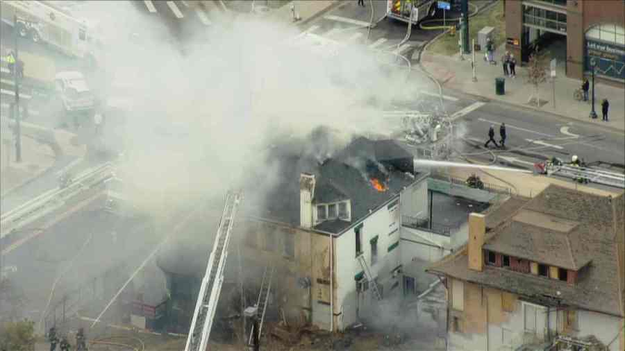 A large fire burning in a home at Colfax and Franklin Street on March 13, 2023