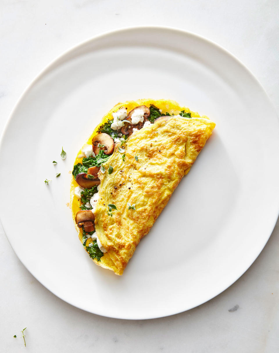 Monday: Half-Moon Browned Omelet + Spinach Salad