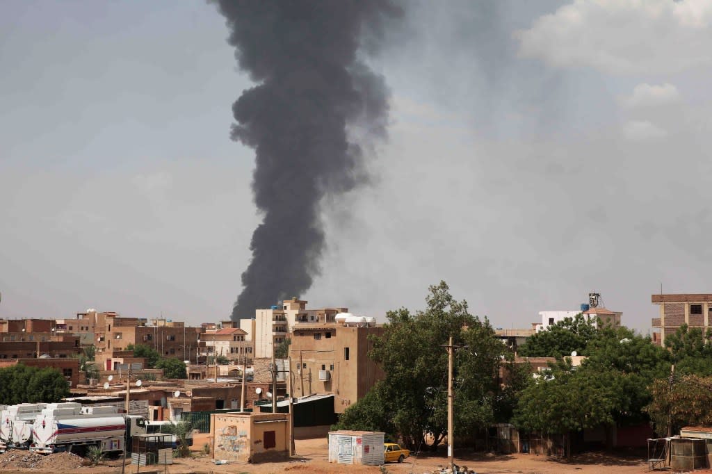 Smoke rises over Khartoum, Sudan, on June 8, 2023, as fighting between the Sudanese army and paramilitary Rapid Support Forces continues. (Photo credit: AP Photo, File)