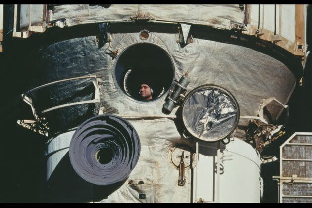 A photo of Polyakov taken as the Space Shuttle 