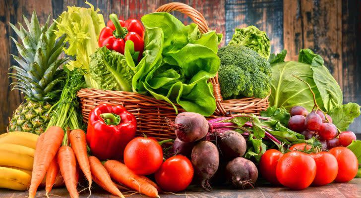 A photo of various raw vegetables.