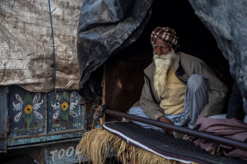 Protest against new farms laws passed by India's parliament at Singhu border