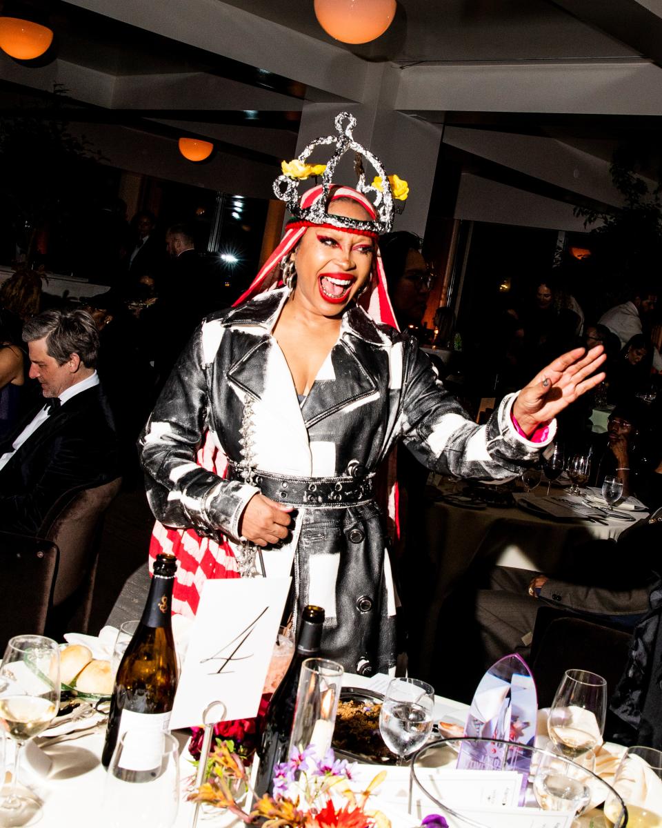 Erykah Badu sports a Marni foil crown.