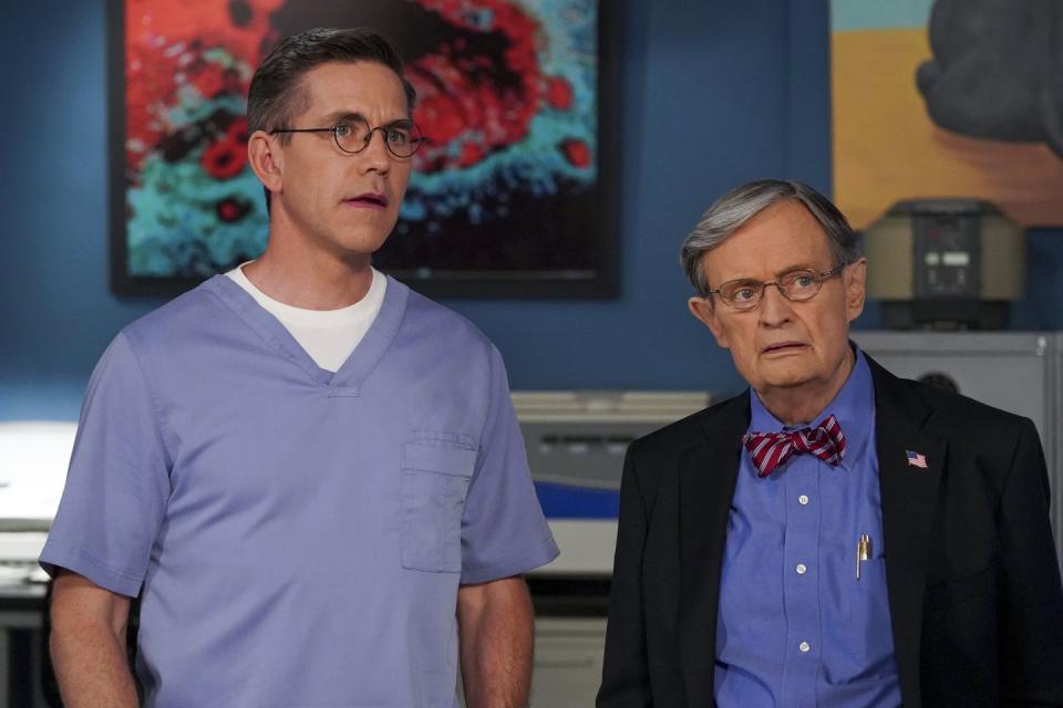 brian dietzen as jimmy palmer and david mccallum as dr donald ducky mallard in ncis