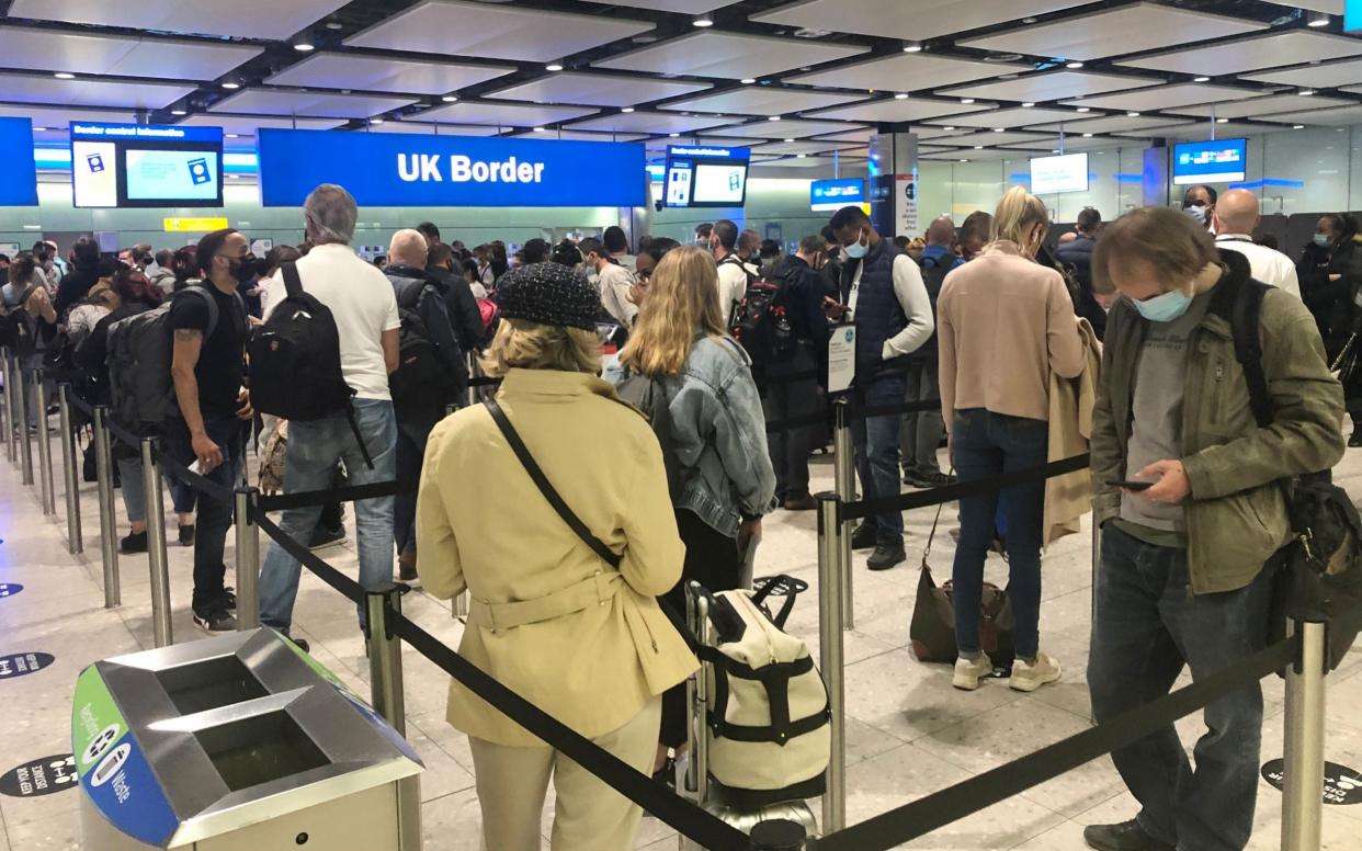 Queues at Heathrow's border control last week as travel restrictions were eased - Eddie Mulholland
