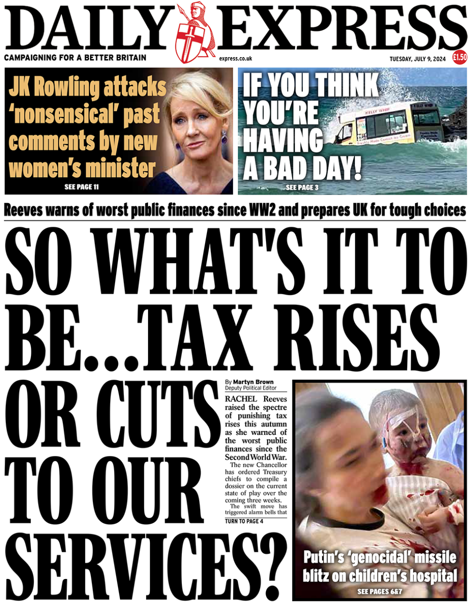 Front page of the Daily Express