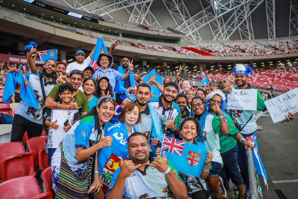 Fans show their support for the Fiji team at the HSBC Singapore Rugby Sevens at National Stadium. (PHOTO: HSBC Singapore Rugby Sevens)