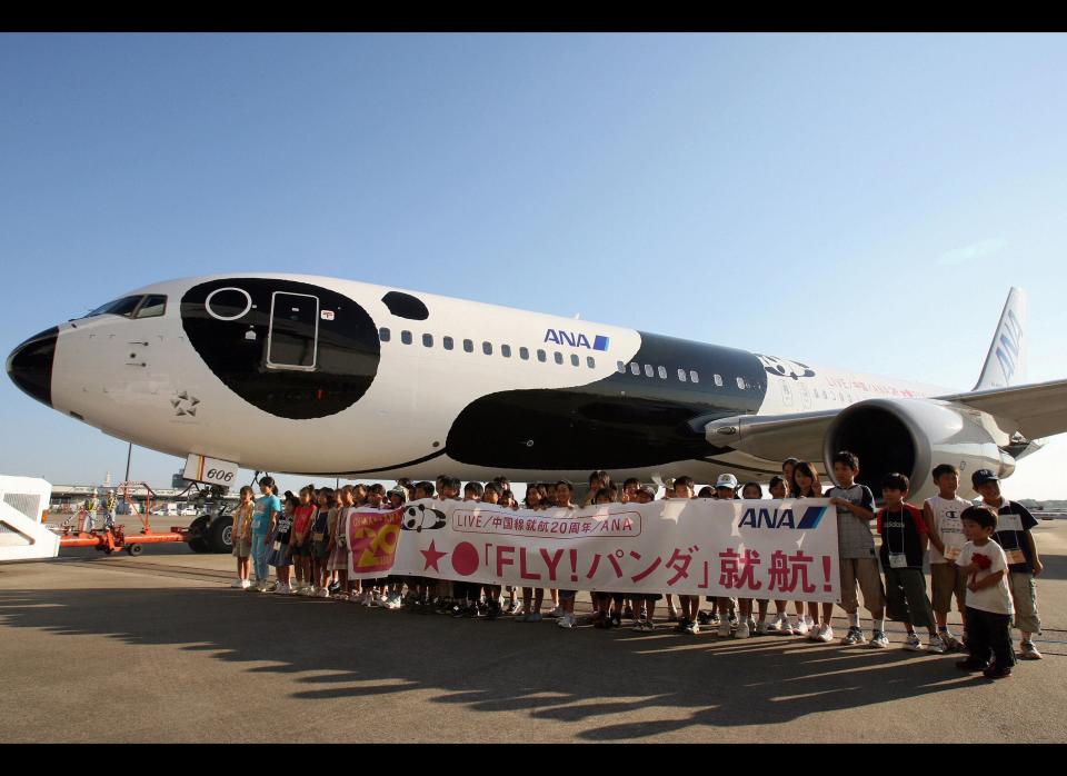 ANA rolled out this panda-themed aircraft in 2007 to celebrate the 20th anniversary of its flights to China.    <em>Photo: TOSHIFUMI KITAMURA/AFP/Getty Images</em>