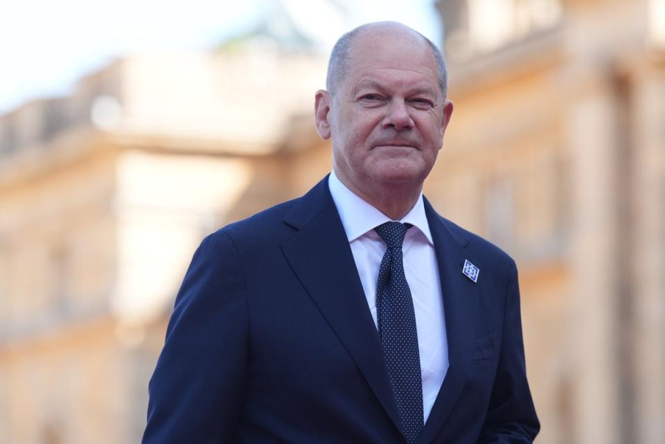 Chancellor of Germany Olaf Scholz arrives to attend the European Political Community summit at Blenheim Palace (PA)