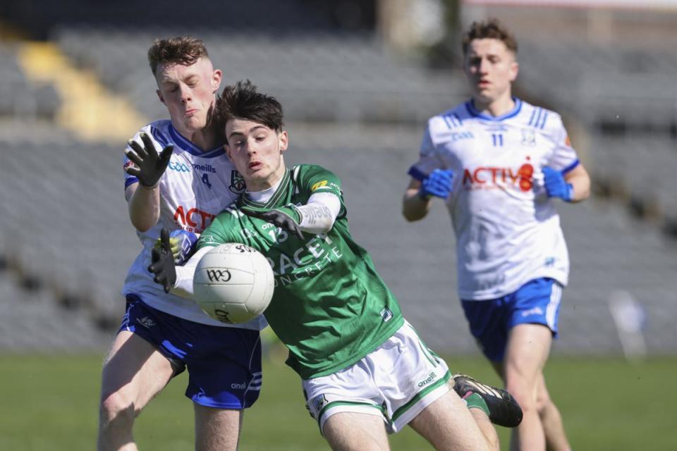 Dan O'Connor of Fermanagh gets ahead of Tíernan McGeough. <i>(Image: Donnie Phair)</i>