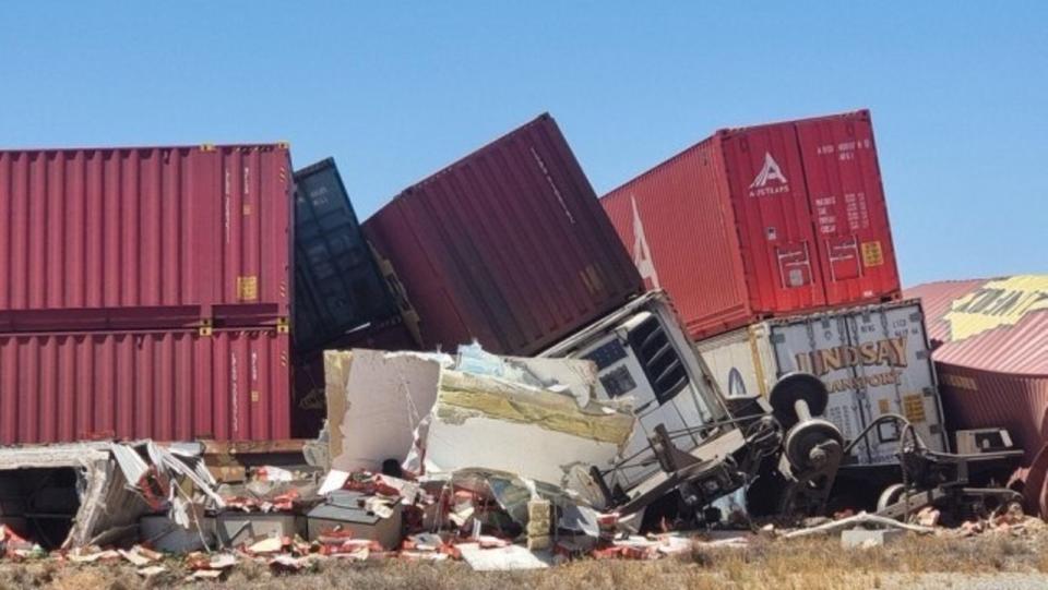 Supplied Editorial Police were called to Bindarrah this morning after reports of a truck\n and train crash.(ABC News: Bill Ormonde)