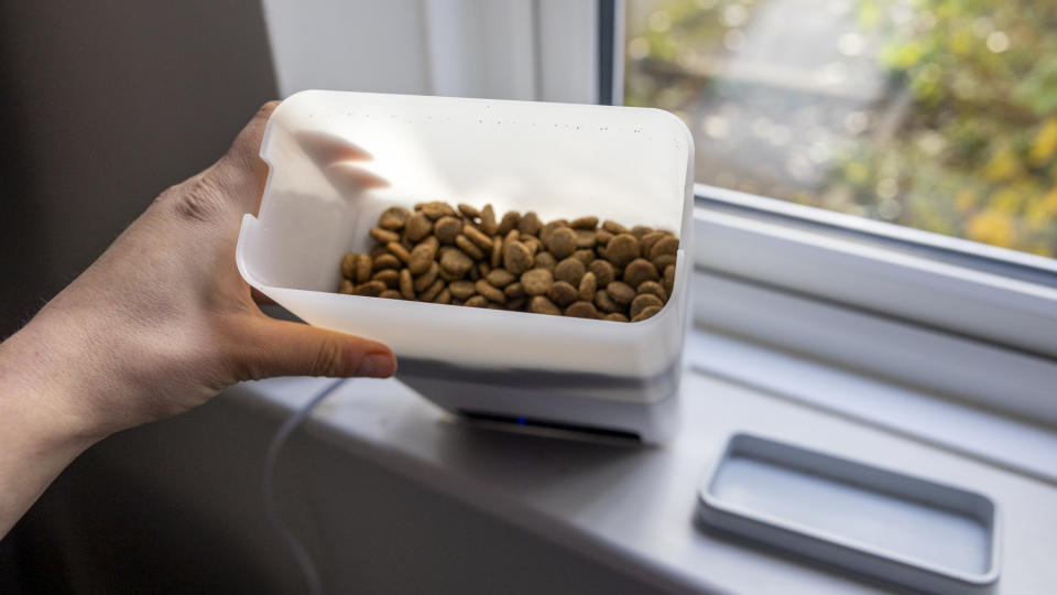 A top view of the treat container in the Petcube Bites 2 Lite camera