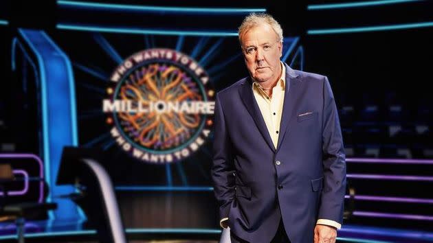 Jeremy Clarkson pictured on the set of Who Wants To Be A Millionaire?