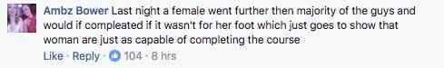 Fans thought the course should definitely be equal for men and women. Source: Facebook