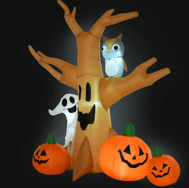 Outsunny 7.5 ft. LED Haunted Tree with Owl, Ghost, and Pumpkins Halloween decoration