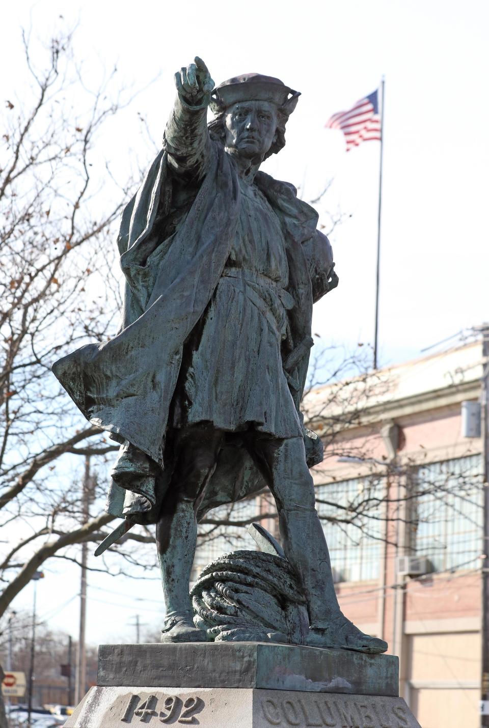 The Christopher Columbus statue when it stood at Elmwood and Reservoir avenues in Providence.