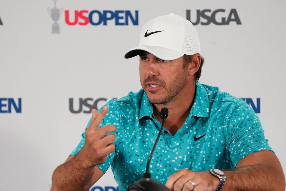 Brooks Koepka takes questions ahead of the 2023 U.S. Open at Los Angeles Country Club.