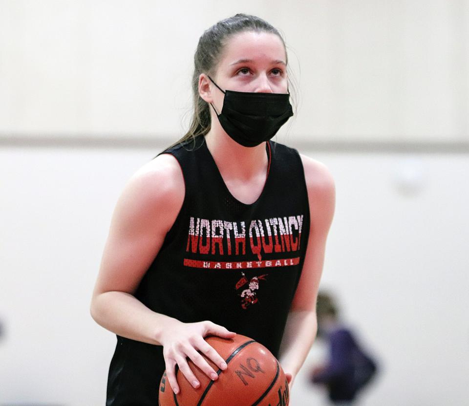 North Quincy's Orlagh Gormley at practice on Thursday, January 13, 2022.