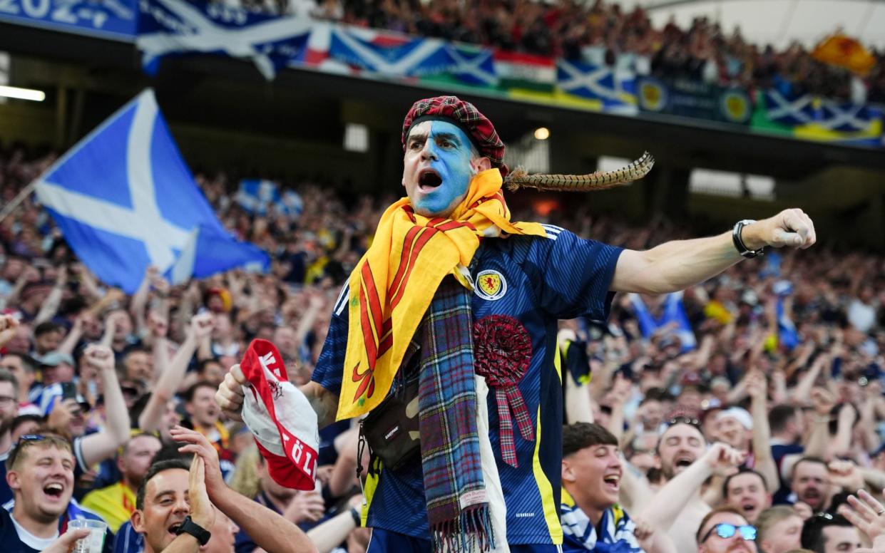 Scotland fans inside the stadium ahead of the UEFA Euro 2024 Group A match