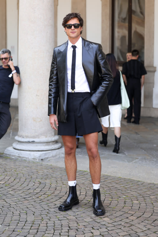 <p>Jacob Elordi wearing Valentino at the Valentino Spring 2024 menswear show in Milan.</p><p>Photo: Jacopo Raule/Getty Images</p>