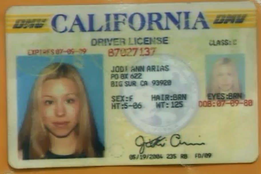 The drivers license Jodi Arias presented when she rented a car prior to Travis Alexander's murder.