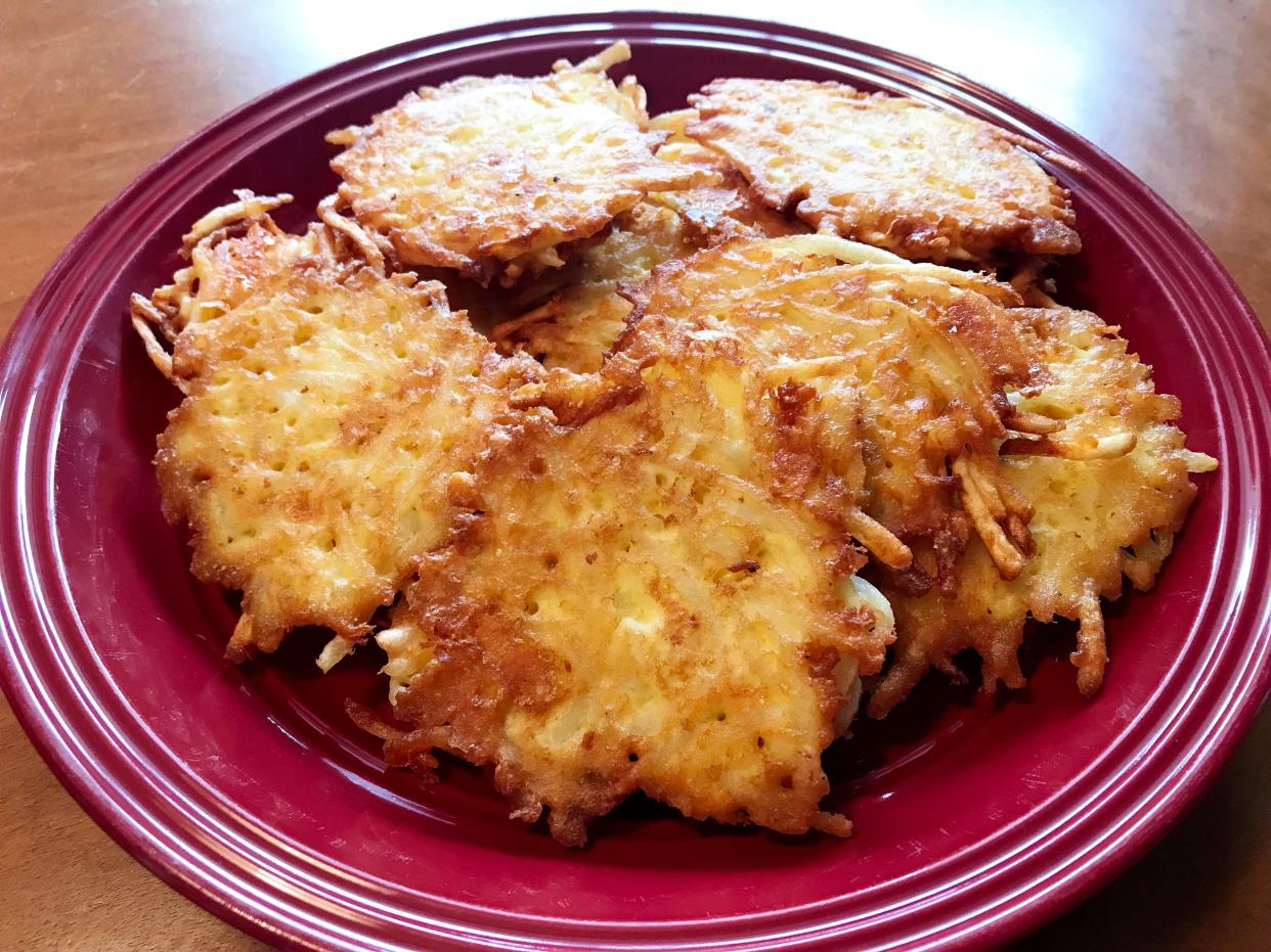 Latkes, or potato pancakes, are traditionally made during Hanukkah each year.