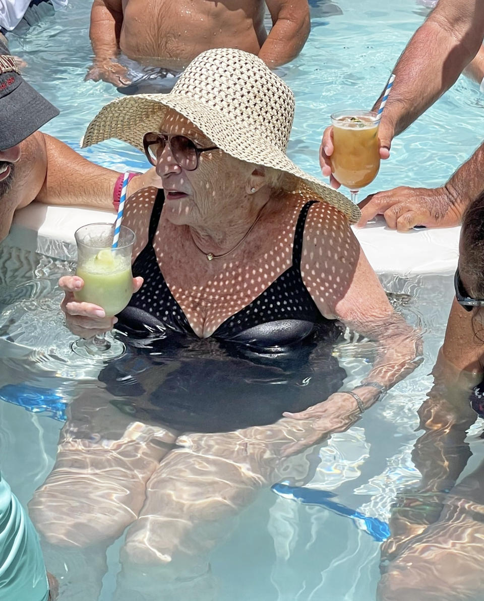 Mildred Kirschenbaum enjoys a drink and good company. (Courtesy Gayle Kirschenbaum)