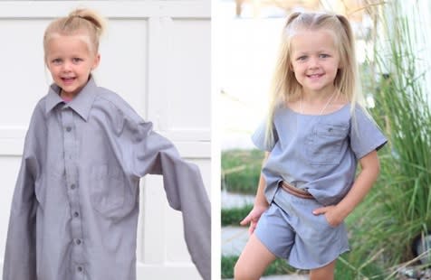 This mom uses her husband’s old shirts to make the most stylish outfits for her daughters