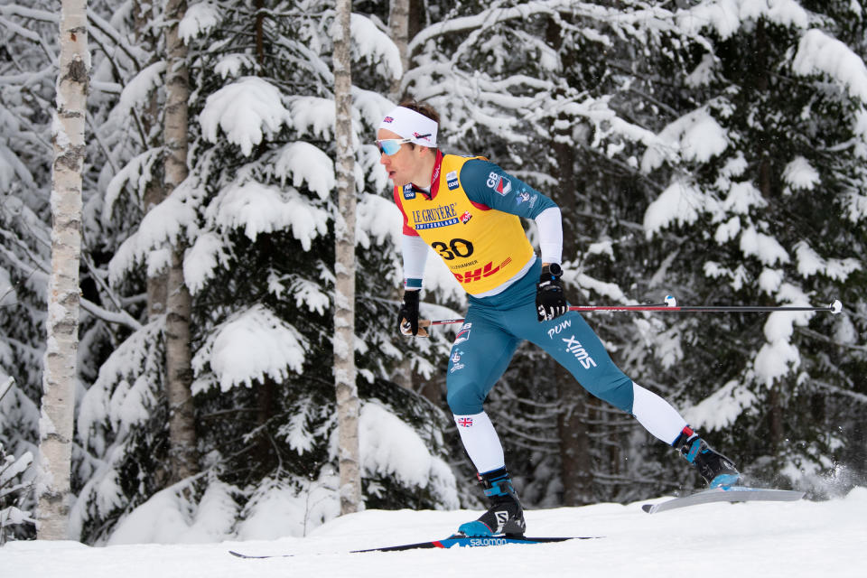 Andrew Musgrave competes in the Men's Cross Country Skiing 15 km Free Technique interval start during the FIS Cross-Country World Cup on December 4, 2021 in Lillehammer. 