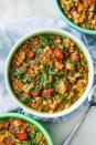 <p>We love lentil soup for its versatility. We add onion, carrot, celery, and garlic as a base, plus canned tomatoes and fresh thyme. Lentil soup of course also needs lentils. The 18 minute wait is the time the lentils take to cook.</p><p>Get the <a href="https://www.delish.com/uk/cooking/recipes/a30130882/instant-pot-lentil-soup/" rel="nofollow noopener" target="_blank" data-ylk="slk:Instant Pot Lentil Soup;elm:context_link;itc:0" class="link ">Instant Pot Lentil Soup</a> recipe.</p>