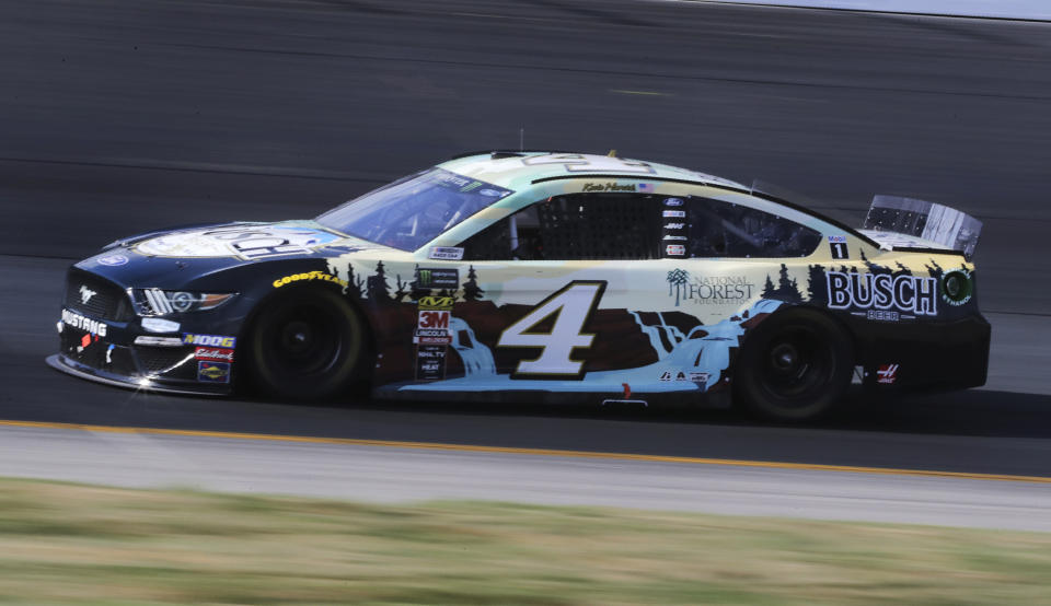 Kevin Harvick heads down the front straight during a NASCAR Cup Series auto race at New Hampshire Motor Speedway in Loudon, N.H., Sunday, July 21, 2019. Harvick won the race. (AP Photo/Charles Krupa)