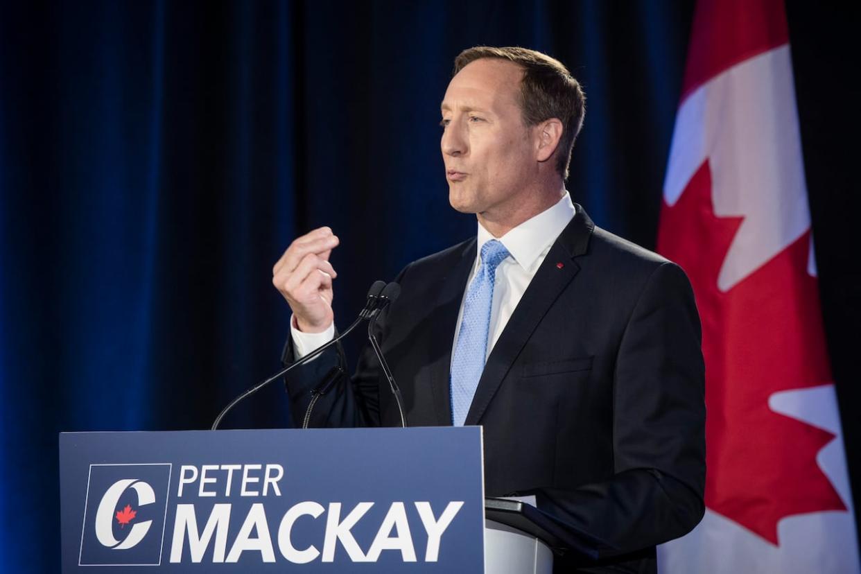 Peter MacKay speaks during the Conservative Party of Canada leadership debate in Toronto on Thursday, June 18, 2020. (Tijana Martin/Canadian Press - image credit)