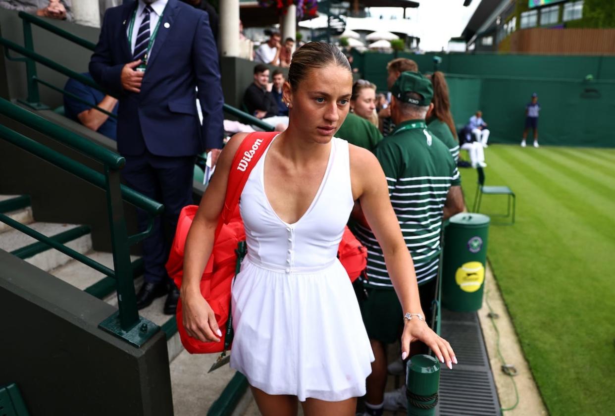 Ukrainian tennis player Marta Kostyuk on day one of Wimbledon on July 1, 2024.