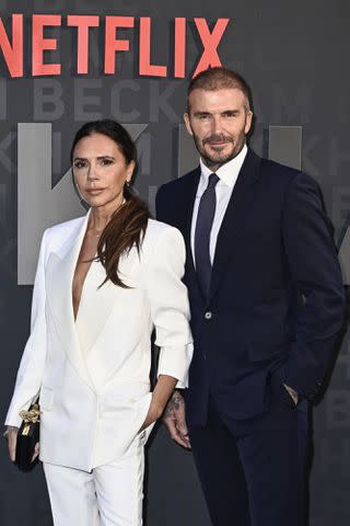 <p>Gareth Cattermole/Getty</p> Victoria and David Beckham attend the Netflix 'Beckham' UK Premiere