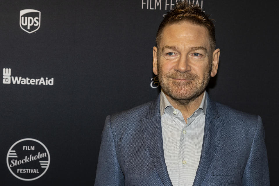 STOCKHOLM, SWEDEN - NOVEMBER 20: Kenneth Branagh poses for a picture on the red carpet during final night of the Stockholm Filmfestival at Cinema Skandia on November 20, 2021 in Stockholm, Sweden. (Photo by Michael Campanella/Getty Images)