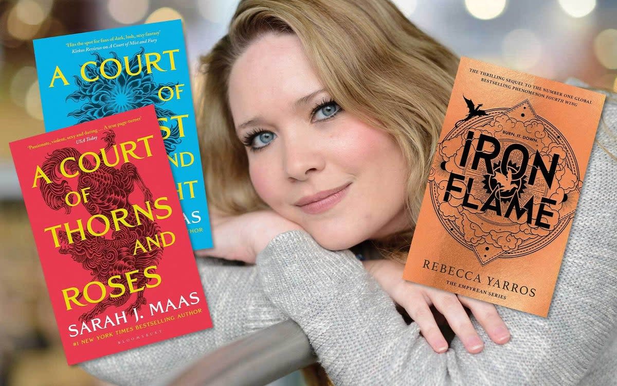 Pictured: Sarah J. Maas, a leading author in the romantasy genre (ES Composite)