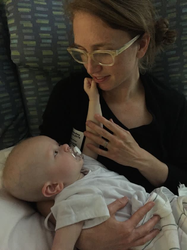 The author with her daughter as a baby.