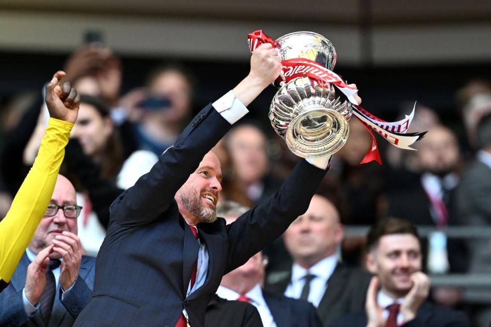 Ten Hag with the FA Cup (The FA via Getty Images)