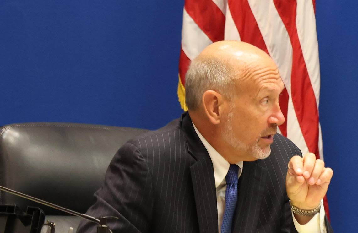 School Board Member Allen Zeman comments during a Broward School Board meeting on Tuesday, May 9, 2023, in Fort Lauderdale, Florida.